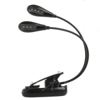 Clip-on Adjustable Dual Arm 8 LED Piano Music Stand Book Light Reading Lamp