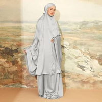 Lozy Hijab - Medina Prayer Set New Series (Mukena Polos Bahan Satin Silk Ringan Adem) Light Grey