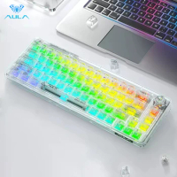 AULA F68 60% Compact Transparent Wireless Mechanical Keyboard RGB Backlit Bluetooth Wired Gaming Keyboard for Laptop PC IOS MAC