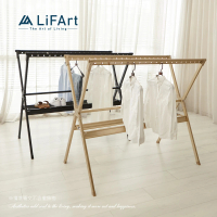 LiFArt 頂級鋁合金雙桿伸縮X型曬衣架-2.5M(防水防銹/不銹鋼層板螺絲/輕鬆收合)