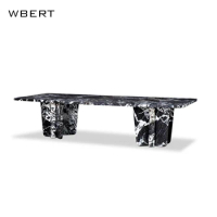 Wbert Italian Rectangular Marble And Wooden Dining Table Modern High-end Villa Kitchen Dining Table