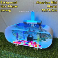 AKUARIUM MINI BACKGROUND TRANSPARAN FULLSET UKURAN 30x11,5cm Akrilik aquarium aquascape full set