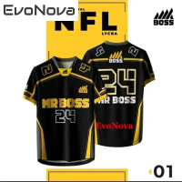 EvoNova MR BOSS NFL Sublimasi T-SHIRT LYCRA Lelaki T-Shirt Lengan Pendek Sublimasi Penuh Microfiber