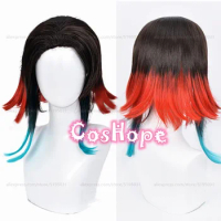 Enmu Cosplay Wig Black Red Mixed Wig Cosplay Anime Cosplay Wigs Heat Resistant Synthetic Wigs