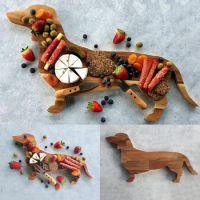 Dachshund Dog Shape Aperitif BoardHot Sale Dachshund Plate Wooden Decorative Tray