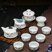 功夫茶具套裝家用陶瓷泡茶杯茶壺日式蓋碗茶藝客廳喝茶道德化套組