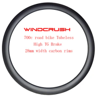 700C Road Bicycle 28mm wide Tubeless T700 + T800 Carbon Rims 21mm Inner Width V Brake Basalt or High TG Brakingg Track road bike