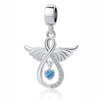 2023 New My Heart Angel Wing Infinity Love Charm Clear Crystal European Charm Bracelet
