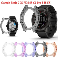 For Garmin Fenix 7 7X Fenix 6 6S 6X 6 Pro Pro 6X Pro Smart Watch Protective Frame Soft Crystal Clear TPU Case Cover