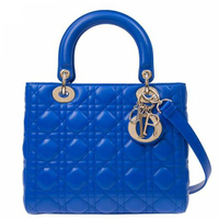 Dior 迪奧 Lady Dior CAL445 中款五格小羊皮黛妃包 藍色
