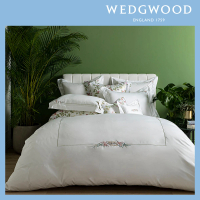 WEDGWOOD 400織長纖棉刺繡 被套枕套床包四件組-傳說花語(加大白)