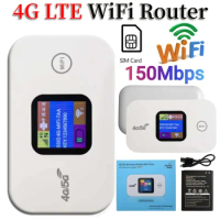 4G LTE WiFi Pocket WiFi Router Portable Mobile Hotspot 150Mbps 4G Wireless Router with SIM Card Slot Wide Coverage Broadband