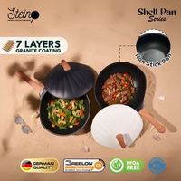 Stein Shell Wok Pan 30cm - Wajan Penggorengan Anti Lengket Lapisan Granit Black