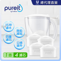 【Unilever 聯合利華】PX3000即淨濾水壺2.5L+濾芯3入組(共1壺4濾芯)