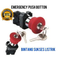 ORIGINAL Emergency Stop Push Button Merah with key LAY5-BS142 Emergenci Pus Boton Diameter 22mm