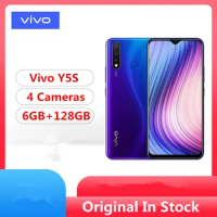 Original Vivo Y5S Mobile Phone Android 9.0 6.53" 2340x1080 Helio P65 16.0MP 4 Cameras Fingerprint 6GB RAM 128GB ROM Smart Phone