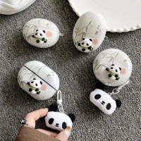 Cute Panda Earphone Cases For Huawei Freebuds 3 4 5 4e 4i 5i Pro 3 2+ With Pendant Cover For HUAWEI Freebuds Headset Accessories