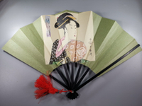 日本 哥磨筆 喜多川歌麿人物畫篇 版畫扇 扇子 飾扇，扇子帶