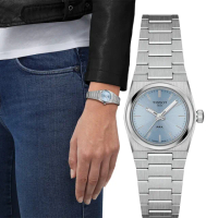 【TISSOT 天梭 官方授權】PRX系列 冰藍石英女錶-25mm 母親節 禮物 送禮(T1370101135100)