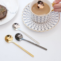 韓式304不銹鋼咖啡攪拌勺創意圓勺長柄勺燕窩蜂蜜酸奶甜品小勺子