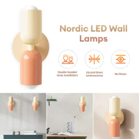 Modern LED Wall Lamps Cream Double Head Lights Bedroom Bedside Lamp Creative Wall Sconce Wall Lamps Children's Room Study Lights