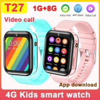 T27 4G Kids Smart Watch Phone 1G RAM 8G ROM GPS HD Video Call SOS 1.7 inch Screen Clock With APP DownLoad Children Smartwatch