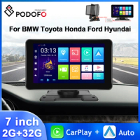 Podofo 7'' 32G Car Monitor Wireless Carplay Android Auto Multimedia Player WIFI Dashboard Reverse Camera Bluetooth Dash Camera