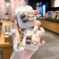 Cute Coffee Girl Headphone Case, Wireless Earphone Cover For Airpods 1/2/3 Generation, AirPods Pro 1/2