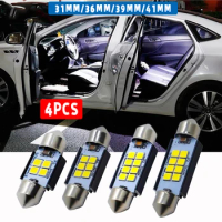 4Pcs Car Interior Dome Light Reading Light C5W LED Bulbs Canbus 31MM 36MM 39MM 41MM 3030 chip C10W NO ERROR 12V/24V