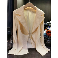 【巴黎精品】西裝外套皺褶西服-純色龍鱗紋休閒三宅風女外套4色a1hm36