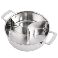 Chinese Hot Pot 304 stainless steel Hot Pot Cookware 3-grid 3-flavor Hot Pot gas Induction cooker soup pot multi functional pot