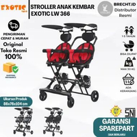 Kursi Dorong Magic Stroller Twins Exotic ET LW 366 Stroller Kembar abu-abu