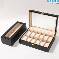 6 12位黑色啞光油漆手錶盒烤漆木盒手錶收納盒手錶禮品盒