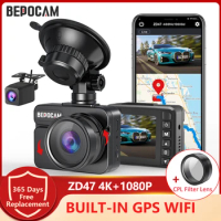 BEPOCAM ZD47 Car DVR 4K CPL + 1080P Rear Camera Built-in GPS Wifi Vehicle Driving Recorder Auto Dash Cam Super Capacitor Dashcam