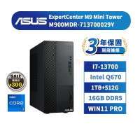 ASUS 華碩 M900MDR-713700029Y 商用桌上型電腦 (I7-13700/Q670/8G*2/1T+512G/300W/Win11P/3年保固) 現貨免運 領券現折