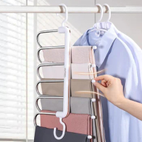 Multifunctional Folding Pants Hanger Retractable Clothes Organizer Adjustable Pant Trouser Storage Rack Closet Home Space Saver