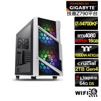 【技嘉平台】i7廿核GeForce RTX 4080 SUPER{戰慄公爵B}水冷電競電腦(i7-14700KF/Z790/64G/2TB/WIFI)
