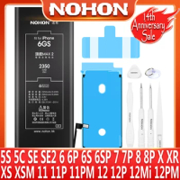 NOHON Battery For iPhone X 6S 7 6 8 Plus 11 12 Pro Max Mini Bateria For iPhone SE SE2 2020 XR XS MAX 5S 5C High Capacity Battery