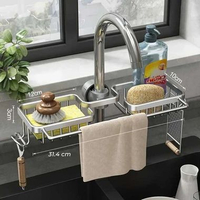HOME Rak Keran Kran Wastafel Cuci Piring Storage Basket Organizer Tempat Sponge Sabun Kain Lap