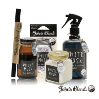 John’s Blend 室內香氛擴香膏+擴香瓶+香氛掛片+除臭噴霧(白麝香味-4入組)
