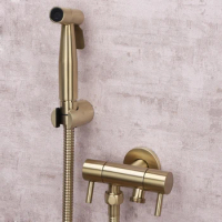 304 Stainless Steel Brushed Gold Bidet Toilet Handheld Bidet Toilet Spray Gun Bidet Faucet Brass Valve Hand Shower Holder &amp; hose