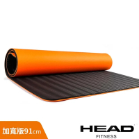 HEAD 專業瑜珈墊/運動墊加寬版91cm(黑橘)-12mm