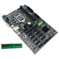 B250 BTC Mining Motherboard with DDR4 4GB 2666Mhz Ram LGA1151 12XCard Slot USB3.0 SATA3.0 Low Power for BTC Miner Mining