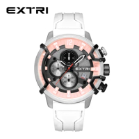 Extri Brand New Rubber Silicone Strap Big Size Male Chronos Men Unique Sport Fashion Watches With Metal Box Free Shiping