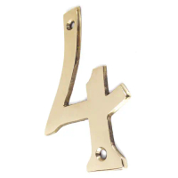 4\ Nomor Alamat Rumah Toko Gedung Kuningan / Brass Number No. 4"