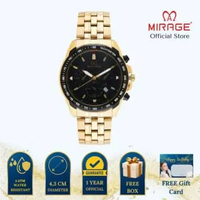 Mirage Jam Tangan Pria Analog 8883 M Gold Original Stainless Plat Hitam