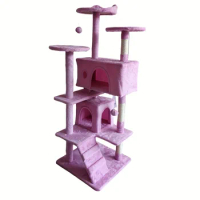 138cm/54" Pink Multi-Level Cat Climbing Tree, Cat House Tree Cat Tree Tower For Large Cats