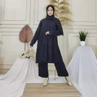MUDAHHIJAB Oneset tunik full rempel susun polos bahan rayon twil premium terbaru (Tunik susun) All S