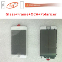 10pcs/lot For Apple iPhone8 iPhone 8plus Glass+Cold Glue Frame+OCA Glue Adhesive+Polarizer Glass with frame OCA polarizer