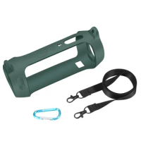 Silicone Case Cover with Strap Carabiner for JBL Pulse 4 Bluetooth Speaker, Green